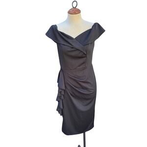 Jasambac Sheath Dress Black Off Shoulder Sleeveless Bodycon Women's Size Medium
